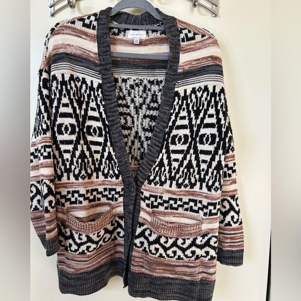 Lucky Brand Adorable Patterned Cardigan- Size Medium